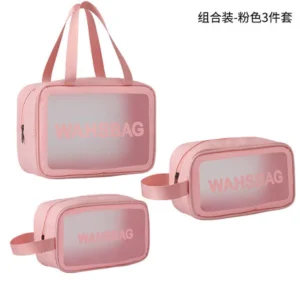 Túi đựng mỹ phẩm mờ Pu Túi lưu trữ di động Túi bơi tắm Dung tích lớn Túi vệ sinh mỹ phẩm du lịch Túi đi biển